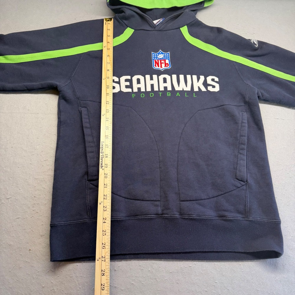 Reebok Hoodie Mens Small Blue Seattle Seahawks NFL Authentic Sideline Sweatshirt - Picture 8 of 12